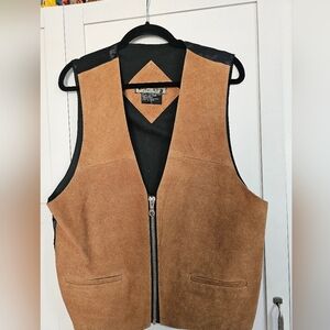 Vintage Protest Men's Suede Leather Zip Up Vest Size L Excellent Condition